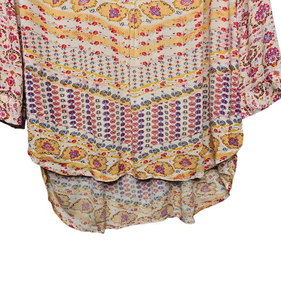 NINE WEST Womens Tunic Top XXL Multicolor Boho Popover Roll Tab Sleeves Hippie - Picture 4 of 7